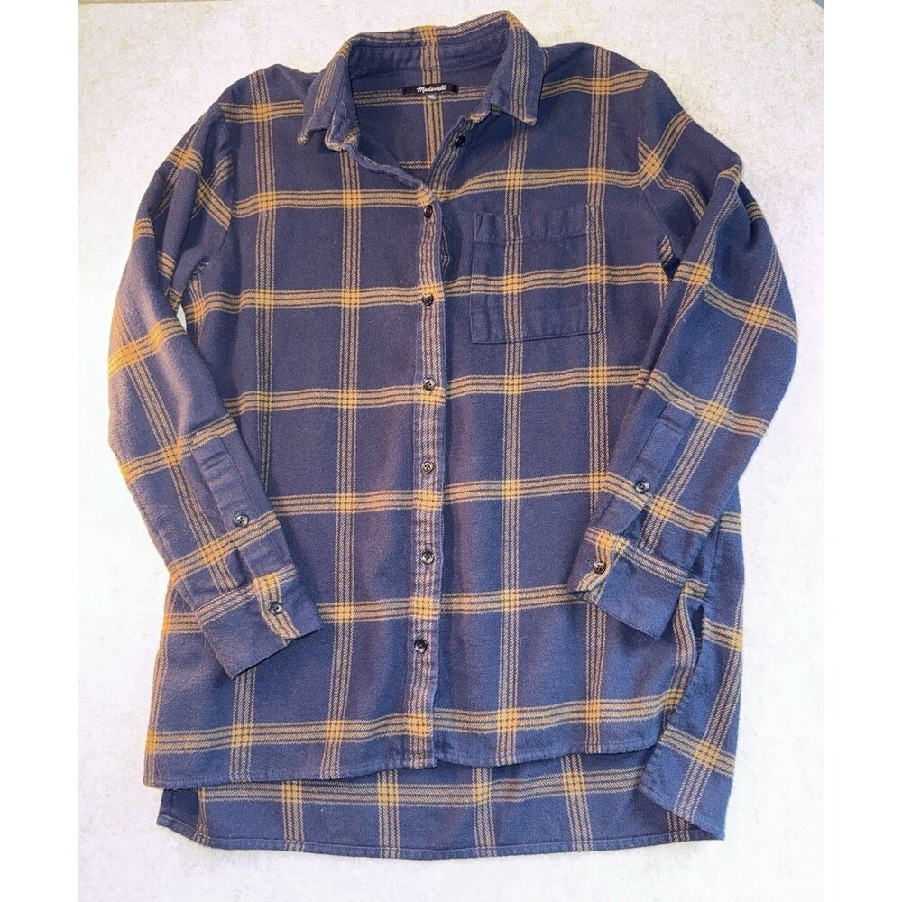 Madewell Women’s Size XXS Long Sleeve Flannel Button Up Blue/brown